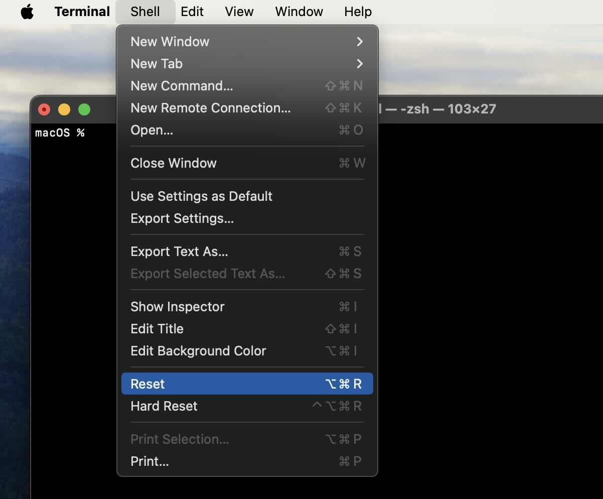 How to Hard Reset Mac Terminal Window